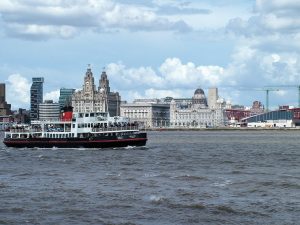ship on River Mersey near Liverpool